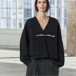 Zara black kimono style sweater with toggle